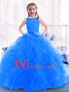 Fashionable Blue Mini Birthday Party Dresses with Ruffles and Beading
