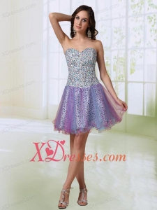 Colorful A Line Sweetheart Beading Leopard and Organza Prom Dress