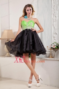 2020 Black and Green A Line Beaded Exquisite Prom Dress