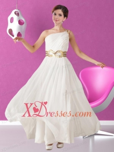 Elegant White One Shoulder Prom Dress with Sparkling Sequins