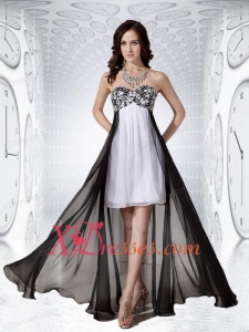 Amazing Sweetheart Black and White Chiffon Empire Prom Dress for 2020