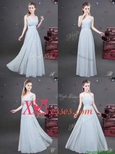 Affordable Most Popular Empire Grey Long Dama Dress in Chiffon