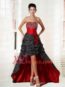 2020 Colorful Strapless Beading A Line High Low Prom Dress