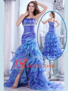 Cheap Cheap Column Sweetheart High Low Beading and Ruffled Layers Prom Dresses