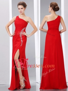 Cheap Cheap Column One Shoulder Prom Dress with High Slit