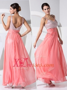 Cheap Most Popular Empire Straps Sequins Prom Dresses in Watermelon