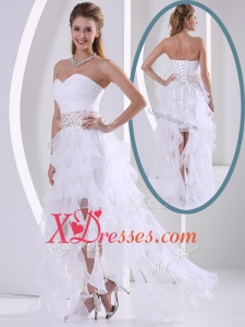Cheap New Style Sweetheart Asymmetrical Beading Prom Dresses with Cocktail