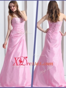 Cheap New Style Column Sweetheart Brush Train Prom Dress with Beading