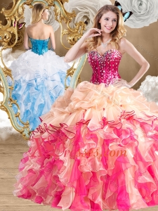 Classic Style Multi Color Quinceanera Gowns with Beading and Ruffles