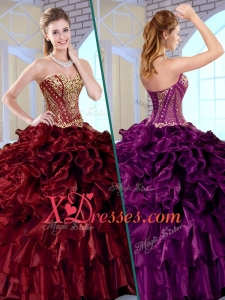 Cheap New style Ball Gown Sweetheart Sweet 16 Dresses with Ruffles and Appliques