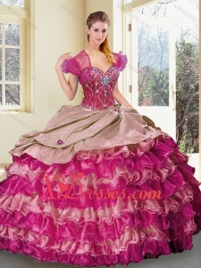 New style Sweetheart Multi Color Quinceanera Gowns with Ruffled Layers