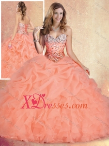 Cheap New style Brush Train Sweet 16 Gowns with Ruffles and Bubles