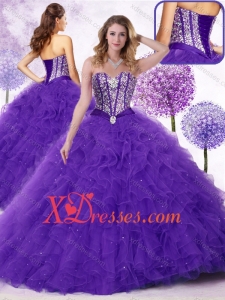 Cheap New style Sweetheart Quinceanera Gowns with Beading and Ruffles