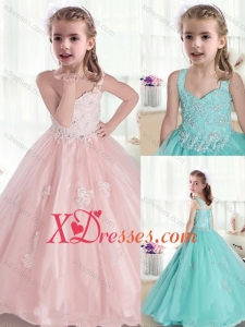 Cheap Beautiful Straps Little Girl Pageant Dresses with Appliques and Beading