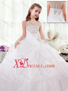 Cheap Beautiful Scoop White Little Girl Pageant Dresses with Beading