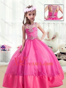 Cheap Sweet Ball Gown Beading Little Girl Pageant Dresses in Hot Pink