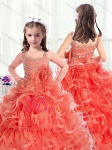 Cheap Straps Little Girl Pageant Dresses with Beading and Ruffles