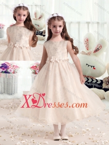 Cheap New Style Bateau Champagne Birthday Party Dresses with Appliques