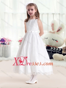 Cheap Latest Princess Scoop White Birthday Party Dresses in Lace