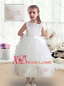 Cheap Sweet Scoop White Little Girl Dresses with Ruffles