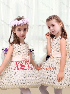 Cheap New Arrivals Scoop Short Little Girl Dresses with Bowknot