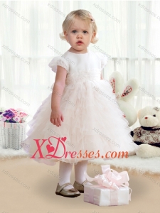 Cheap Fashionable Scoop Cap Sleeves Toddler Dress with Ruffles