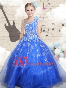 Cheap Latest Ball Gown Asymmetrical Little Girl Pageant Dresses with Beading