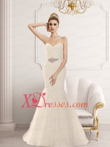 Mermaid Sweetheart Beading Brush Train Wedding Dresses with Backless