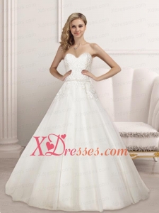 Popular Princess Sweetheart Lace Wedding Dresses with Chapel Train