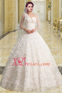 Princess Sweetheart Brush Train Beading Wedding Dresses