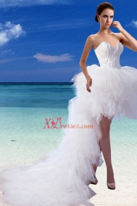 Perfect A Line High Low Sweetheart Appliques Wedding Dresses