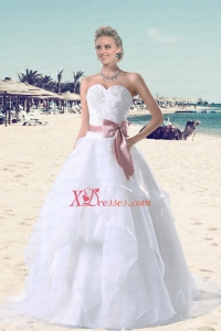 2020 A Line Appliques Court Train Sweetheart Wedding Dress for Garden