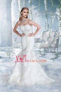 2020 Lace Mermaid Sweetheart Court Train Wedding Dress