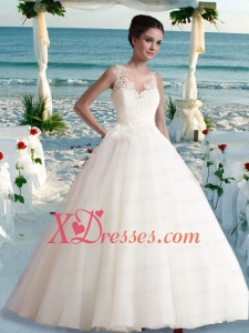 Ball Gown Bateau Appliques Sash 2020 Romantic Wedding Dress