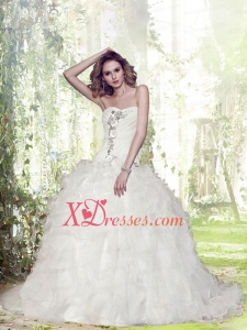 Gorgeous Ball Gown Court Train Beading Wedding Dresses with Sweetheart