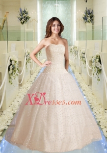 Modest Strapless Appliques Wedding Dresses with Appliques