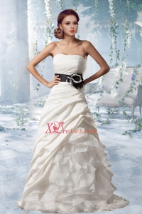 Princess Strapless Gorgeous Wedding Dresses with Brush Train