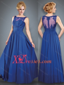 Best Selling See Through Back Royal Blue Mother Dresses with Beading and Appliques