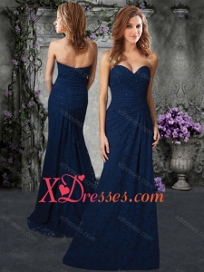 Column Sweetheart Navy Blue Mother of Bride Dresses in Lace