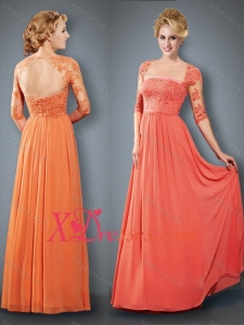 See Through Orange Red Mother of Bride Dresses with Lace and Appliques