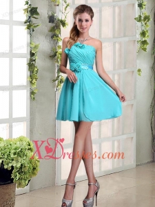 Perfect Ruching and Hand Made Flowers Bridesmaid Dress with Strapless