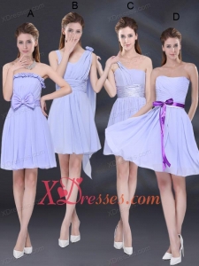 2021 Elegant Chiffon Lace Up Bridesmaid Dress in Lavender