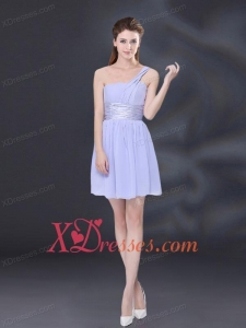 2021 Ruching and Belt Chiffon Bridesmaid Dress in Lavender