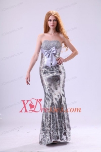 2020 Column Sweetheart Floor-length Grey Beading Sequins Prom Dress