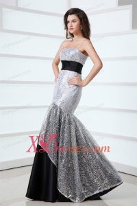2020 Sexy Mermaid Sweetheart Sequins Floor-length Grey Prom Dress