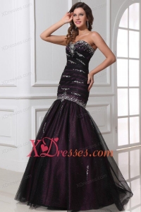 Mermaid Sweetheart Purple Tulle 2020 Perfec Prom Dress with Beading