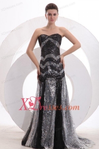 Sexy Mermaid Sweetheart Sequins Brush Train Black 2020 Spring Prom Dress