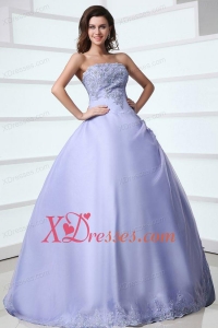 2020 Spring Strapless Appliques Decorate Quinceanera Dress in Lavender