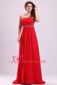 Sexy Sweetheart Empire Beading Chiffon Red 2020 Prom Dress with Backless