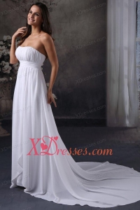 Elegant Empire Strapless Court Train Ruching Wedding Dress with Zipper Up